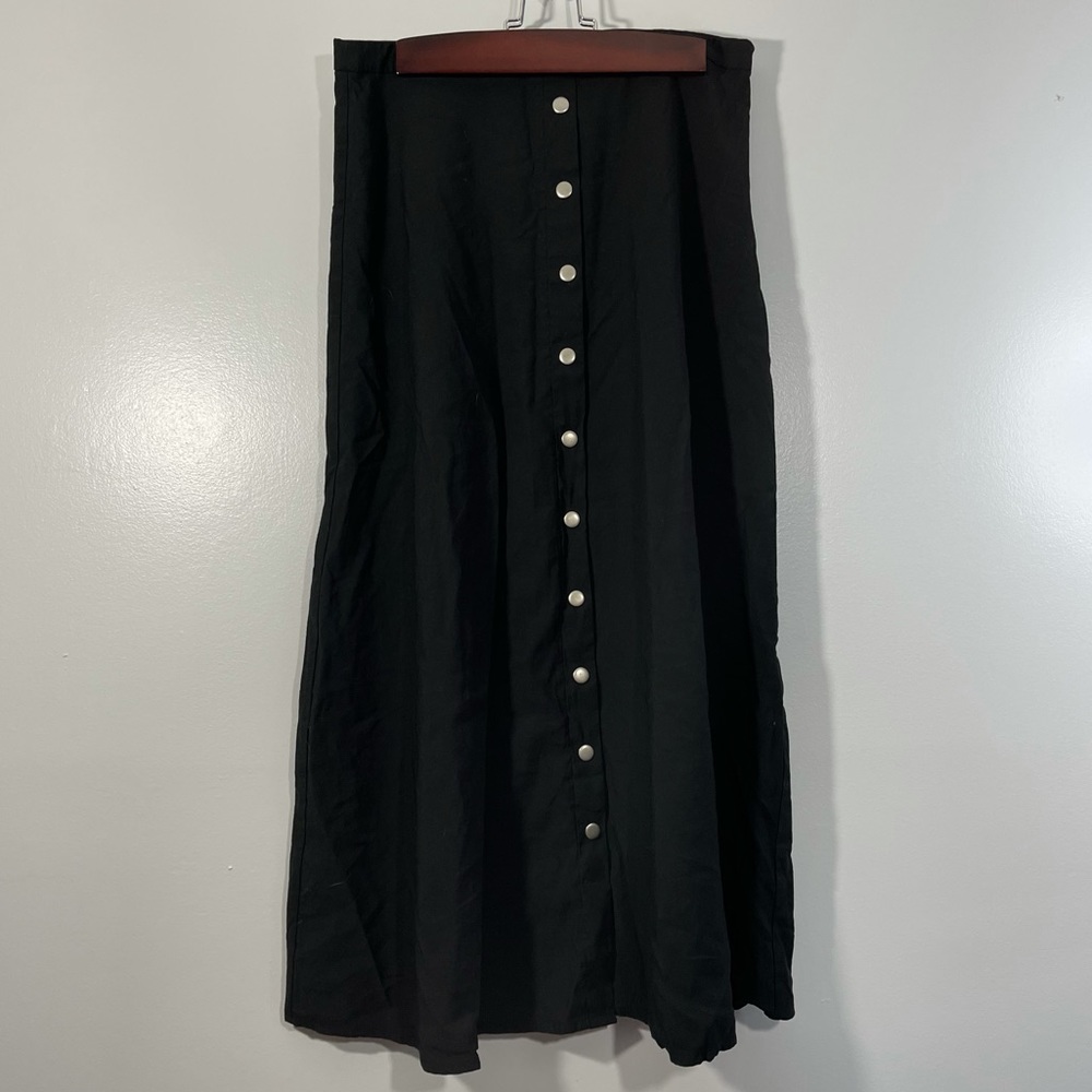 Mango MNG Black Maxi Long Skirt Size 10 Button
